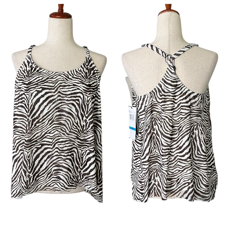 Coco Reef Brown and white zebra print swim tank top